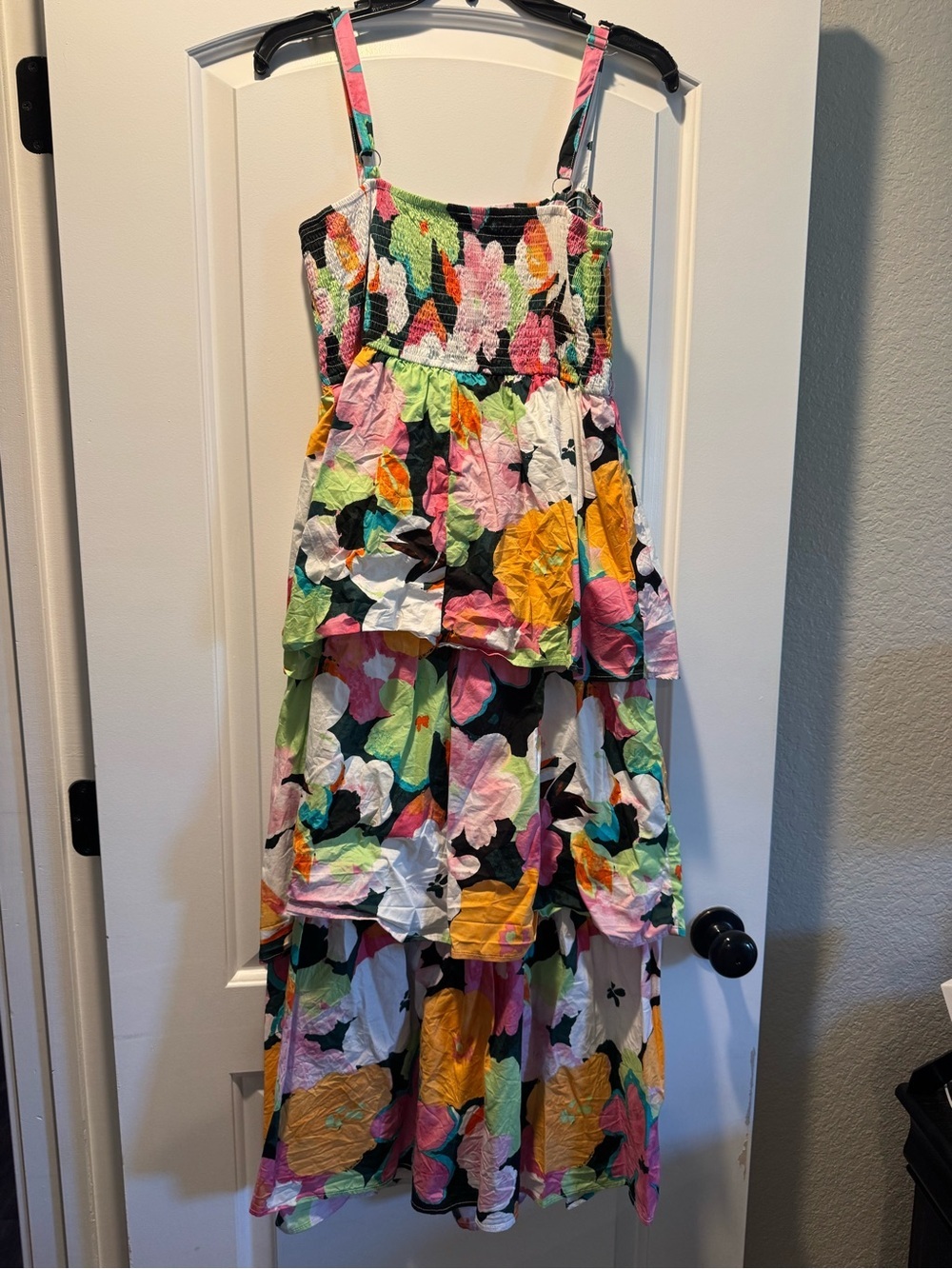 Tropical Floral Tiered Sundress in Bright Multi-Color - Picture 3 of 4